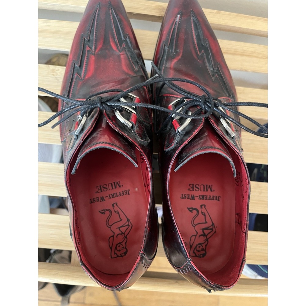 Jeffery West Muse Patent Leather Winklepicker Shoes Pointed Derby Cuban Heel Sz - Picture 5 of 9